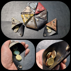 Triangular Exotic Leather Coin Purse Handcrafted Spain | Tabarez